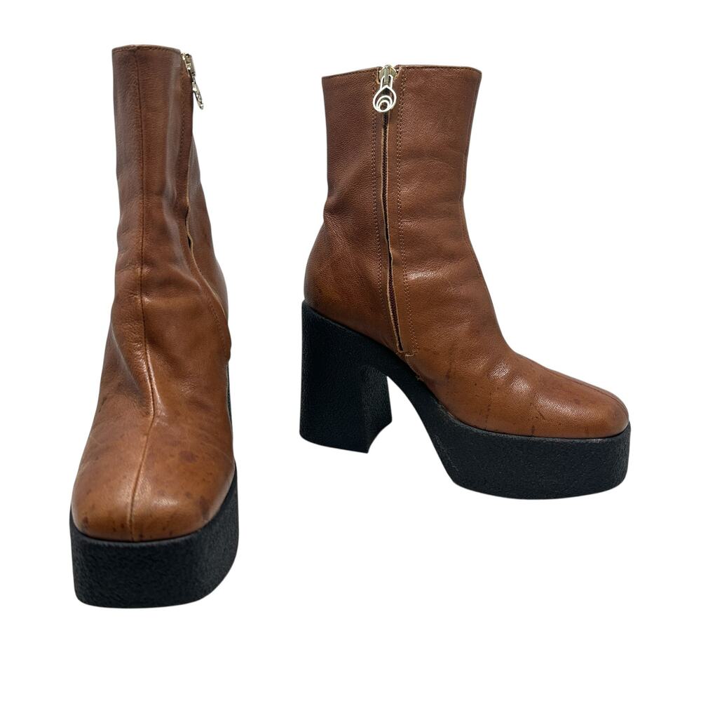 Brother Vellies Empire Platform Ankle Boots Brown Leather Made Italy Womens 6 - Picture 6 of 16